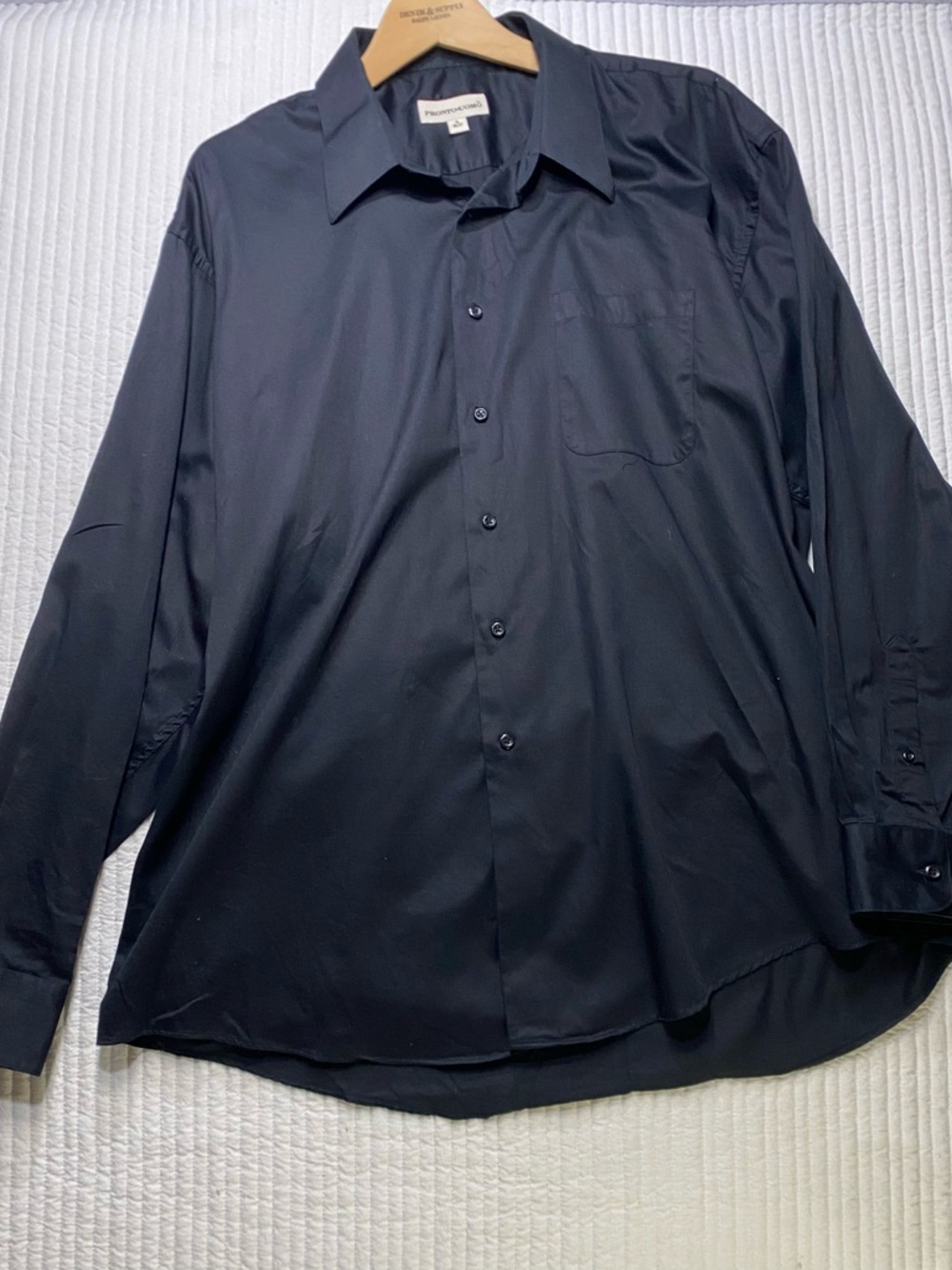 Pronto Uomo Men’s Black Long-Sleeve Dress Shirt Size 18 36/37